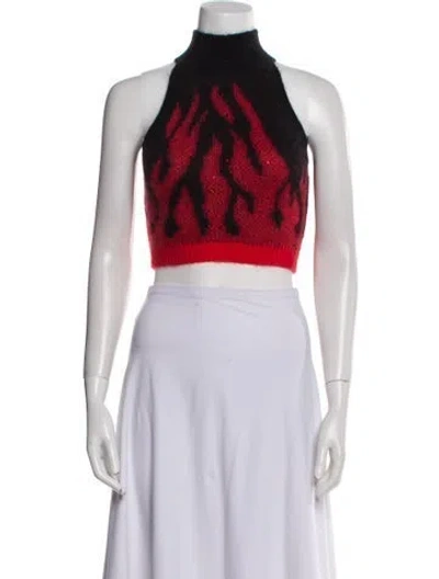 Pre-owned Alessandra Rich Printed Turtleneck Sweater In Red