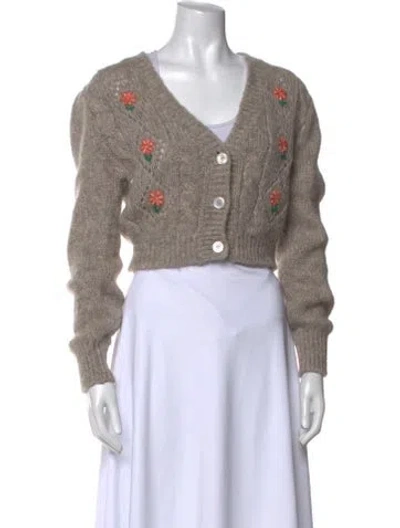 Pre-owned Alessandra Rich Printed V-neck Sweater In Neutral