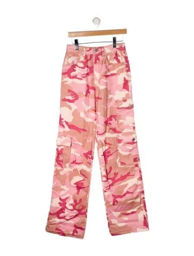 Pre-owned Alessandra Rich Printed Wide Leg Pants W/ Tags In Pink