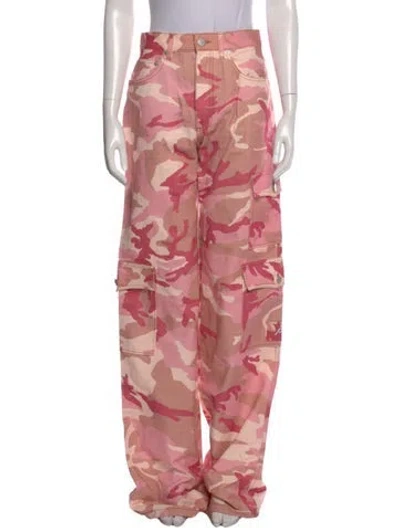 Pre-owned Alessandra Rich Printed Wide Leg Pants W/ Tags In Pink