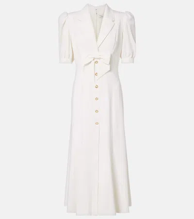 Alessandra Rich Printed Wool-blend Crêpe Midi Dress In White