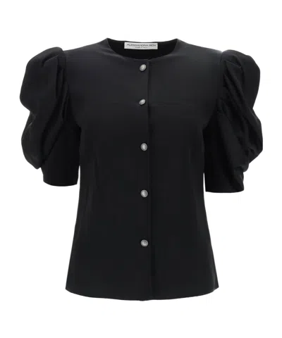 ALESSANDRA RICH ALESSANDRA RICH ROUND-NECK PUFF-SLEEVED SHIRT