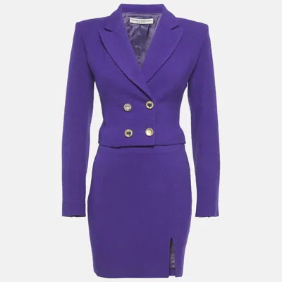 Pre-owned Alessandra Rich Purple Textured Wool Blazer & Skirt Set S