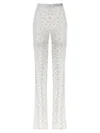 Alessandra Rich Rhinestone Lace Flared Leggings In White