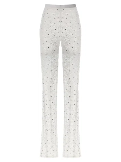 ALESSANDRA RICH ALESSANDRA RICH RHINESTONE-EMBELLISHED LACE LEGGINGS WITH FLARED SILHOUETTE