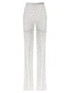 Alessandra Rich Rhinestone Lace Flared Leggings In Neutral