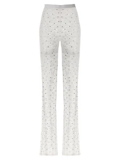 Alessandra Rich Rhinestone-embellished Lace Leggings In White