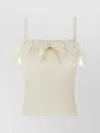 Alessandra Rich Ribbed Camisole With Frills And Bow