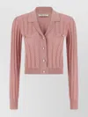 Alessandra Rich Openwork Cashmere Blend Knit Cardigan In Pink