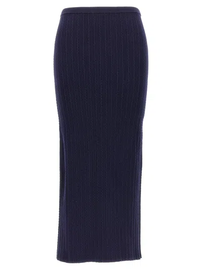 ALESSANDRA RICH ALESSANDRA RICH RIBBED KNIT MIDI SKIRT WITH ELASTIC WAISTBAND