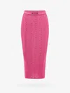 Alessandra Rich Ribbed Skirt With All-over Rhinestone Detail In Pink
