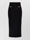 Alessandra Rich Ribbed Texture Midi Skirt With Front Slit