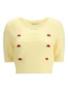 Alessandra Rich Women Short Sleeve Mohair Sweater In Yellow