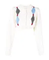 Alessandra Rich Argyle-intarsia-knit Cropped Wool Cardigan In White