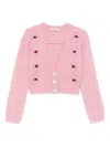 Alessandra Rich Mohair Embroidered Cropped Cardigan In Pink