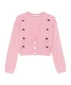 Alessandra Rich Mohair Embroidered Cropped Cardigan In Pink