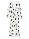 Alessandra Rich Rose-print Button-detail Midi Dress In White