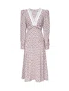 Alessandra Rich Floral Lace-trimmed Silk Midi Dress In Pink