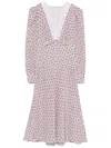Alessandra Rich Floral Lace-trimmed Silk Midi Dress In Purple
