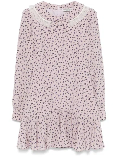 Alessandra Rich Rose-print Mini Dress In Purple