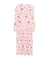 Alessandra Rich Bow-detailed Floral-print Silk Crepe De Chine Midi Dress In Pink