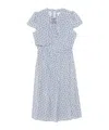 Alessandra Rich Womens Rose-print Pleated Silk Midi Dress Pale Blue-blue In White