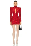 Alessandra Rich Silk Dress With Drapery On The Front In Red