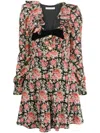 Alessandra Rich Women Flower Print Mini Dress In Black