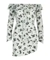 Alessandra Rich Rose Print Silk Mini Dress In White