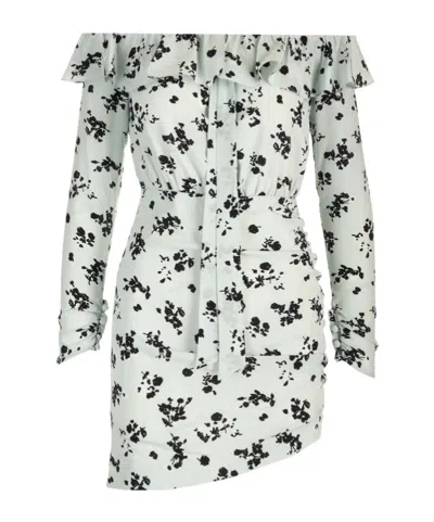 ALESSANDRA RICH ALESSANDRA RICH OFF-THE-SHOULDER ROSE PRINTED MINI DRESS