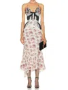 Alessandra Rich Stitched Printed Mid-length Dress In Multi