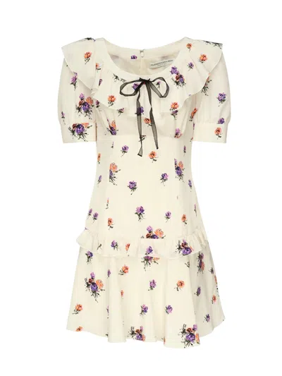 Alessandra Rich Rose Printed Mini Dress In Multi
