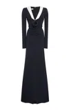 ALESSANDRA RICH ROSETTE-DETAILED COLLARED CADY MAXI DRESS
