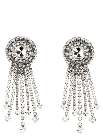 Alessandra Rich Crystal Round Dangling Earrings In Silver