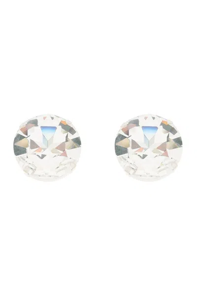 Alessandra Rich Round Cut Polished Earrings In White