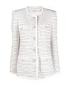 Alessandra Rich Lurex Cotton-blend Tweed Blazer In White