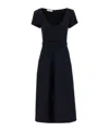 Alessandra Rich Light Wool Midi Dress With Belted Waist In Black