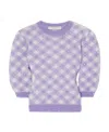 Alessandra Rich Check-pattern Rhinestone-embellished Knitted Top In Purple