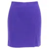 Alessandra Rich Royal Purple Virgin Wool Boucle Front Slit Mini Skirt In Gold