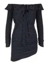 Alessandra Rich Blue Silk Minidress With White Polka Dots In Blue