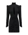 Alessandra Rich Black Draped Silk Minidress In Black