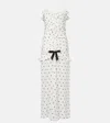 Alessandra Rich Ruched Polka-dot Silk Maxi Dress In White