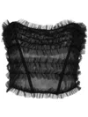 Alessandra Rich Tulle Ruched Bustier Top In Black