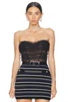 Alessandra Rich Tulle Ruched Bustier Top In Black