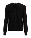 Alessandra Rich Ruffle Collar Cotton Shirt In Black