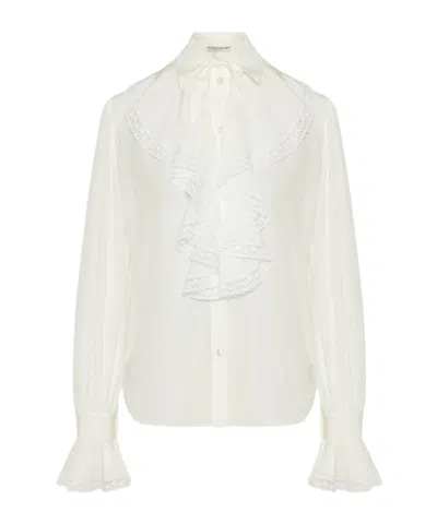 Alessandra Rich Ruffle-detailing Blouse In White