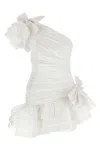 Alessandra Rich Ruffle One Shoulder Layered Asymmetric Dress