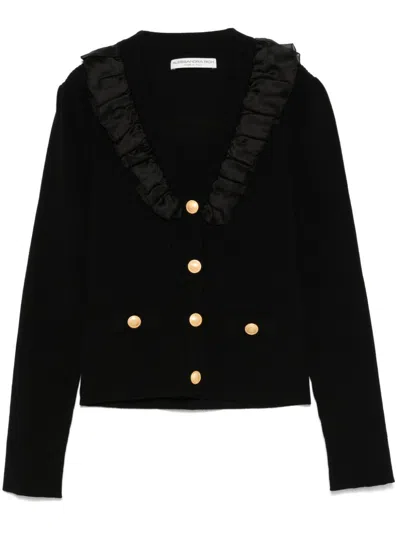 ALESSANDRA RICH RUFFLE NECK CARDIGAN - WOMEN'S - WOOL