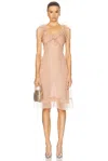 Alessandra Rich Ruffle-detailed Midi Dress In Nude