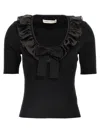 Alessandra Rich T-shirt With Ruffle And Bow Detail
